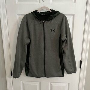 Under Armour Full Zip Coldgear Fleece Lined Hooded Jacket, Green, Men’s Small